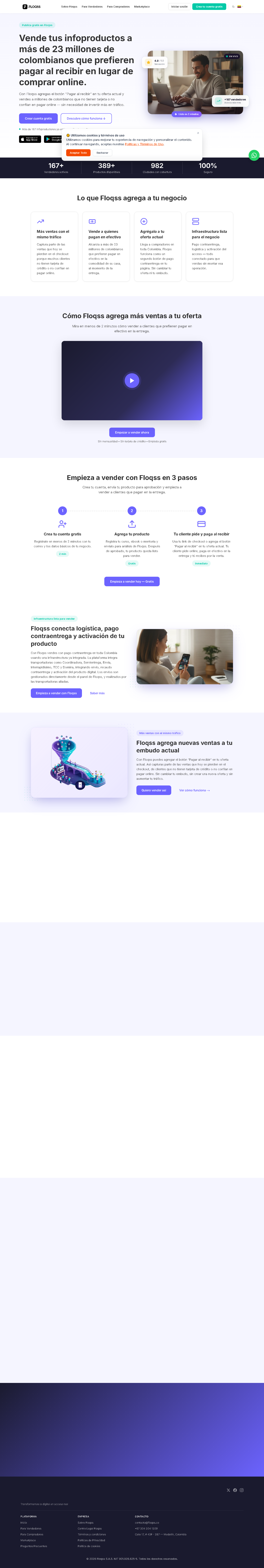 Página de inicio de Floqss (captura para la demo)